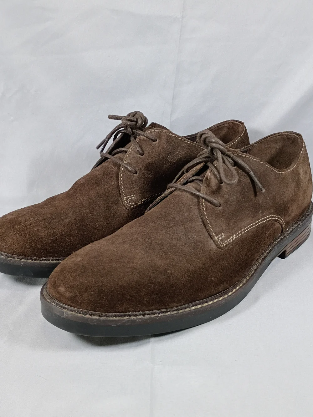 Clarks Paulson Plain Brown Suede Derby Oxford Dress Shoes Mens Size 10